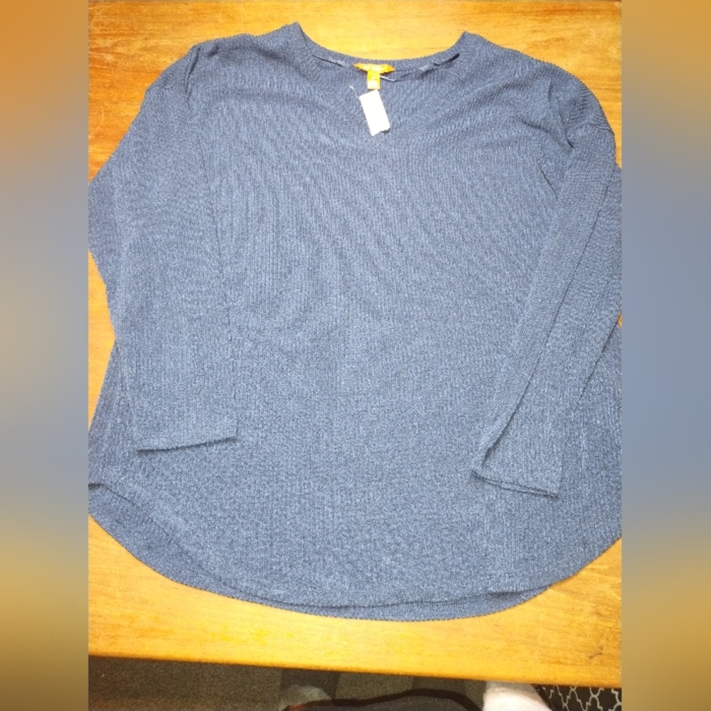 NWT Joe Fresh Size 2X Blue Long Sleeve Shirt, Ribbed & Stretchy, Comfy - Picture 1 of 9